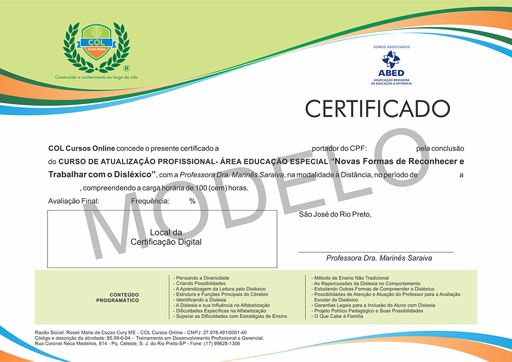 Modelo Certificado Col - Cursos Online